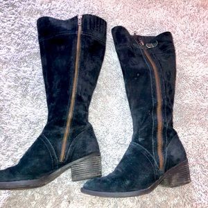 Wide calf leather boots